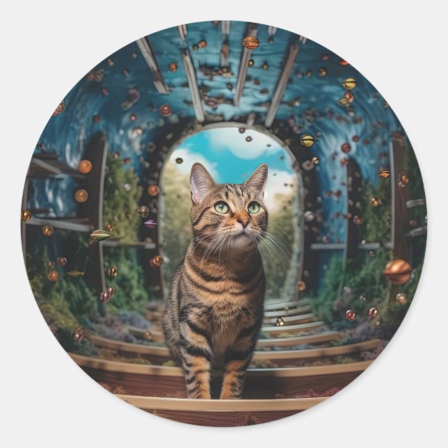 Hidden Portal Kitty Classic Round Sticker (Front)