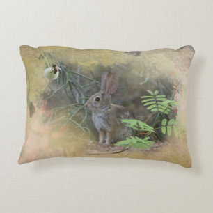 Hidden Rabbit Mixed Media Decorative Cushion
