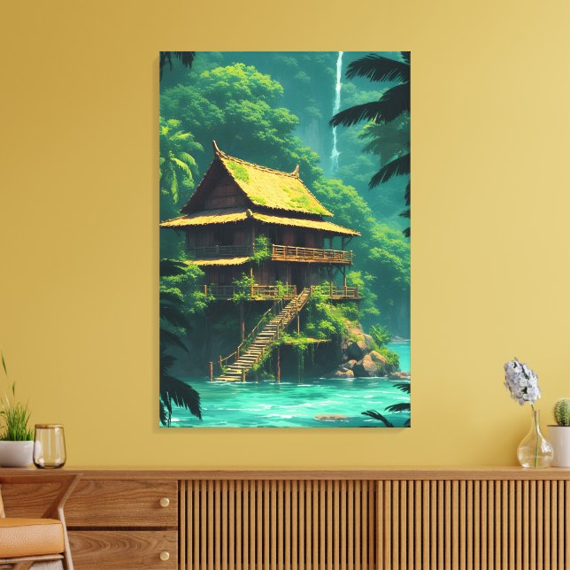Hidden Rumah in the Rainforest Canvas Print (Insitu(LivingRoom))