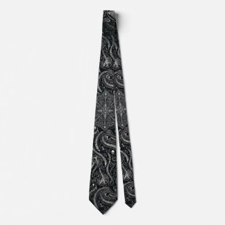 Hidden Skull & Spine Paisley | Silver Black Gothic Tie