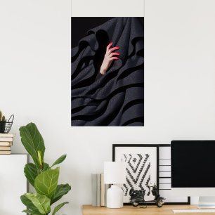 Hidden Starry Night Hijab Hand Illustration Poster