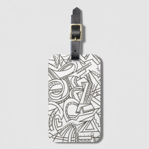 Hidden Treasure-Black And White Modern Geometric Luggage Tag