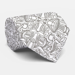 Hidden Treasure-Black And White Modern Geometric Tie