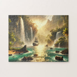 Hidden Treasure Cove Pirate Ship Waterfall Lagoon Jigsaw Puzzle