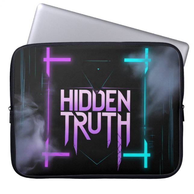 Hidden Truth – Neon Cyberpunk Design Laptop Sleeve (Front)