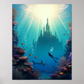 hidden underwater castle poster
