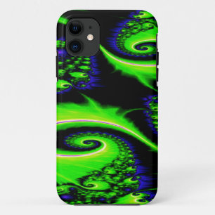 Hidden Valley Neon Green, Blue, Black, White Swirl iPhone 11 Case