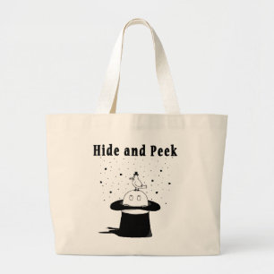 Hide and Peek Hat Large Tote Bag