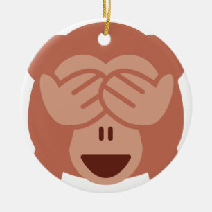 Hide and seek Emoji Monkey Ceramic Tree Decoration
