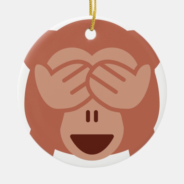 Hide and seek Emoji Monkey Ceramic Tree Decoration (Front)