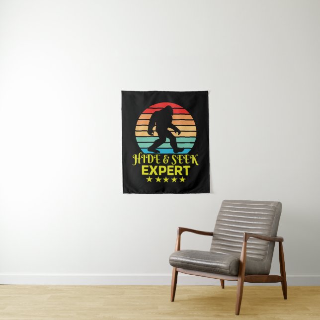 Hide And Seek Expert Bigfoot Funny Tapestry (In Situ)