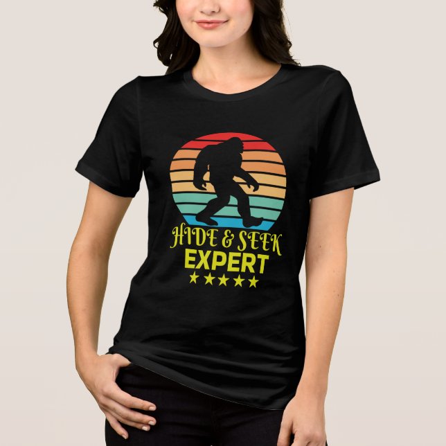 Hide And Seek Expert Bigfoot Funny Tri-Blend Shirt (Front)