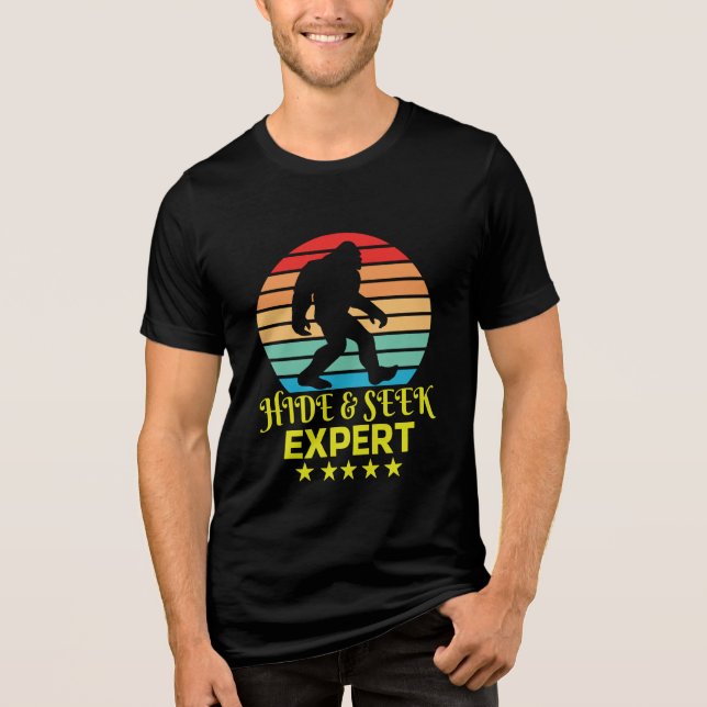 Hide And Seek Expert Bigfoot Funny Tri-Blend Shirt (Front)