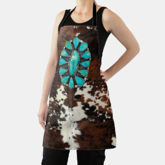 Hide and turquoise  apron