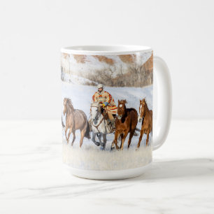 Hideout Horse Ranch, Wrangler and Horses Coffee Mug