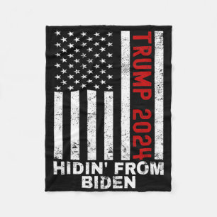 Hidin From Biden Kids Men Trump Flag Anti Joe Bide Fleece Blanket