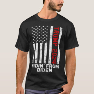 Hidin From Biden Kids Men Trump Flag Anti Joe Bide T-Shirt