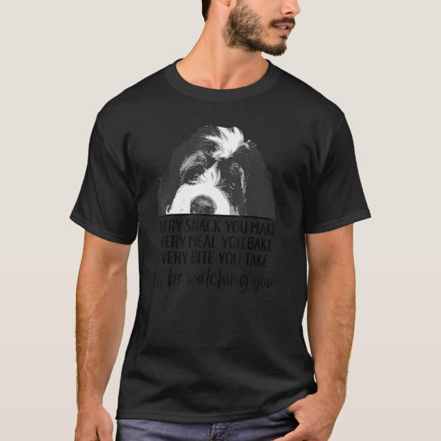 Hiding Bernedoodle I'll Be Watching You Berne Dog  T-Shirt (Front)