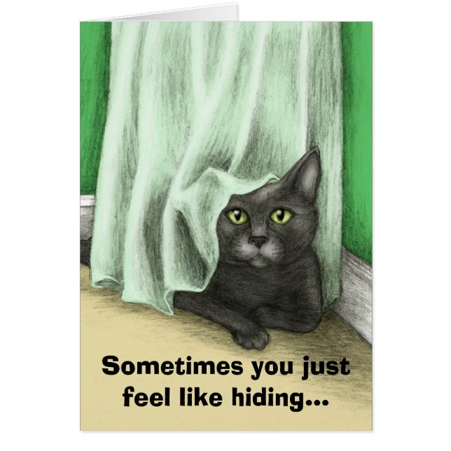 Hiding Cat Caring Card (Front)