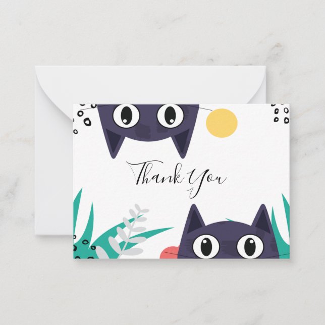 Hiding Cat Thank You Card (Front)