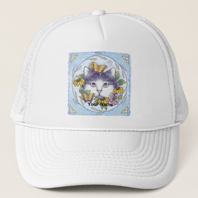 Hiding Cat  Trucker Hat (Front)