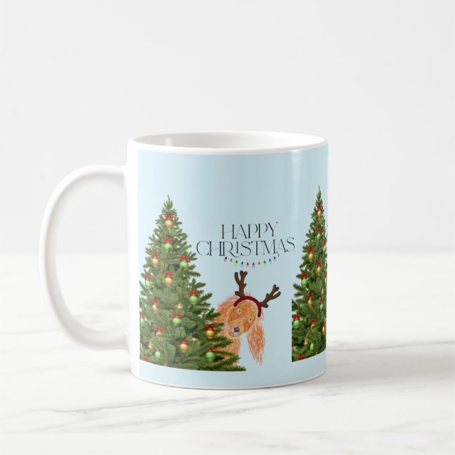 Hiding Dog Christmas  Coffee Mug (Left)