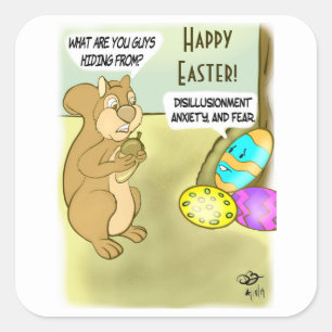 Hiding Easter Eggs Square Sticker