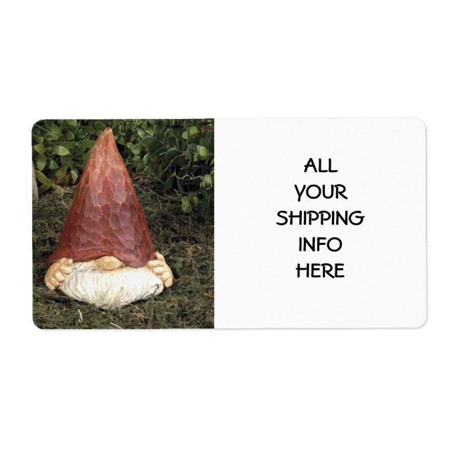 "HIDING GNOME" SHIPPING LABEL (Front)
