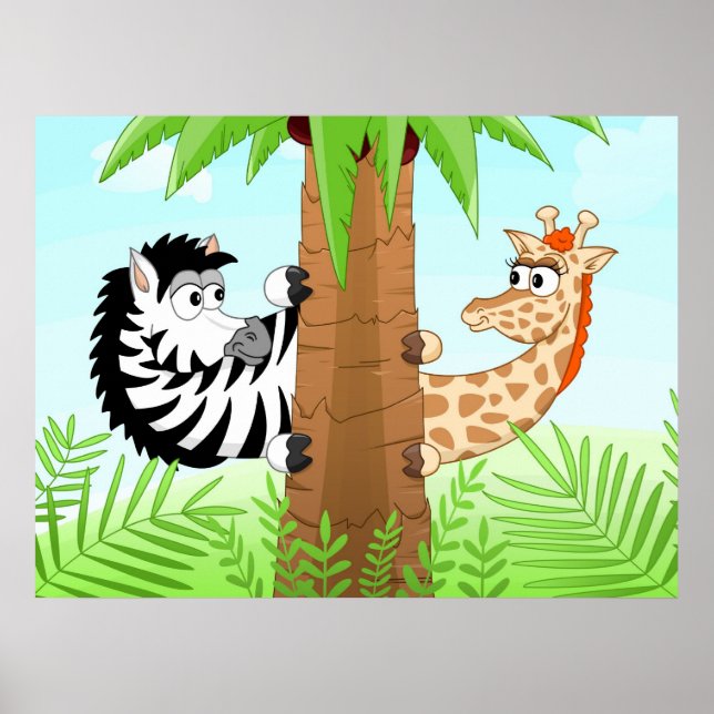 Hiding zebra and giraffe poster (Front)
