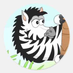 Hiding zebra classic round sticker