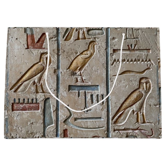 Hieroglyph Ancient Egypt Language Engraved Text    Large Gift Bag (Front)