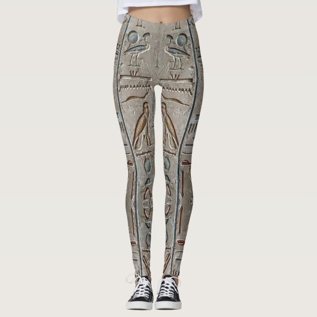 Hieroglyph Ancient Egypt Language Engraved Text    Leggings (Front)