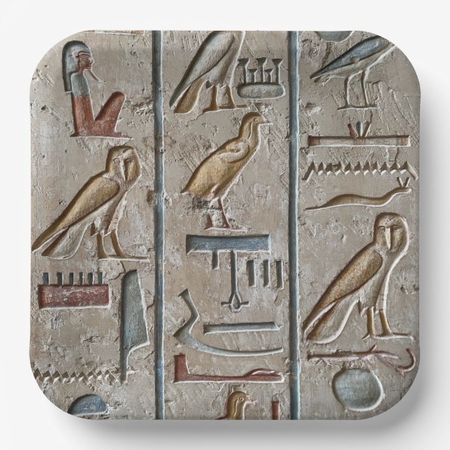 Hieroglyph Ancient Egypt Language Engraved Text    Paper Plate (Front)