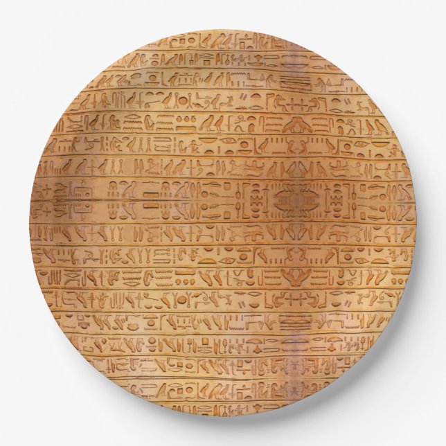 Hieroglyph Ancient Egypt Language Engraved Text    Paper Plate (Front)
