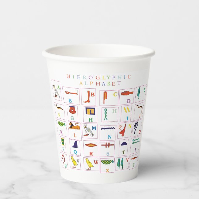 Hieroglyphic Alphabet Paper Cups (Front)