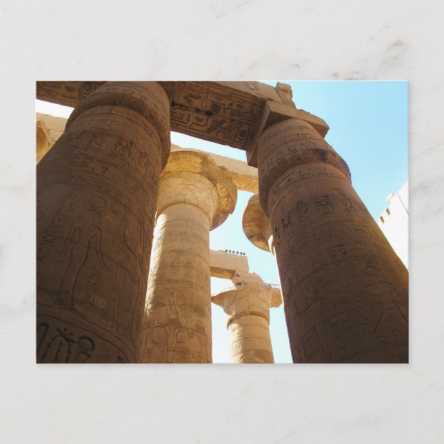 Hieroglyphics on pillars at Temples of Karnak Postcard (Front)