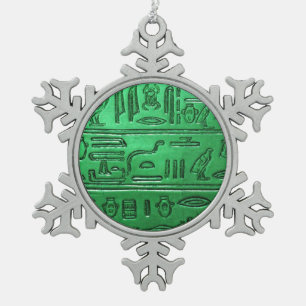 Hieroglyphs 2014-1024 snowflake pewter christmas ornament