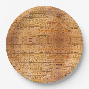 Hieroglyphs Ancient Egypt Pharaohs Engrave history Paper Plate
