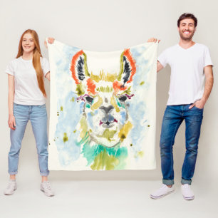 Hifi Llama - Portrait Fleece Blanket