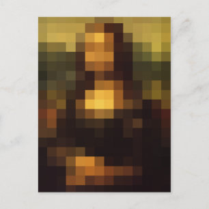 Hige Pixelated Mona Lisa Digital Art Postcard