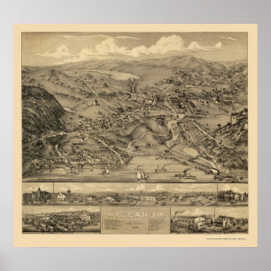 Higganum, CT Panoramic Map - 1881 Poster