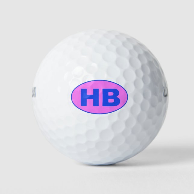 Higgins Beach Blue Pink HB Oval Logo Golf Balls (Front)