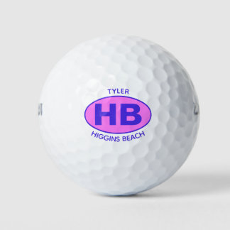 Higgins Beach Oval Blue Pink Personalised Golf Balls