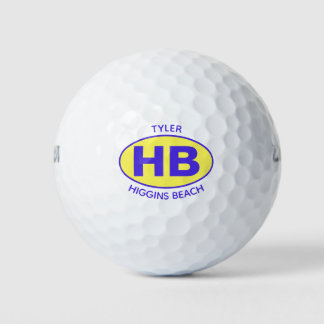 Higgins Beach Oval Blue Yellow Personalised Golf Balls