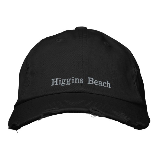 Higgins Beach Rose Pink on Weathered Black Embroidered Hat (Front)