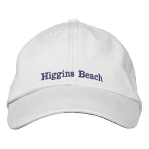 Higgins Beach Slate Grey Typography White Embroidered Hat