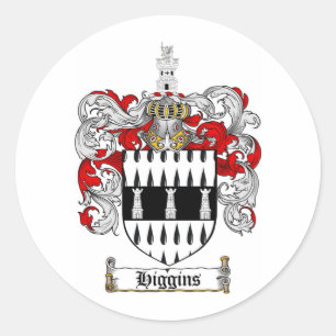 HIGGINS FAMILY CREST -  HIGGINS COAT OF ARMS CLASSIC ROUND STICKER