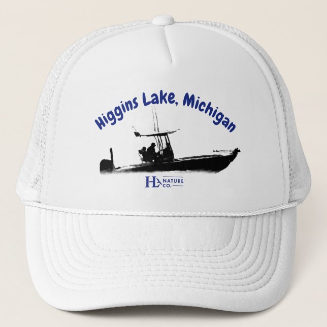 Higgins Lake fishing boat Trucker Hat (Front)