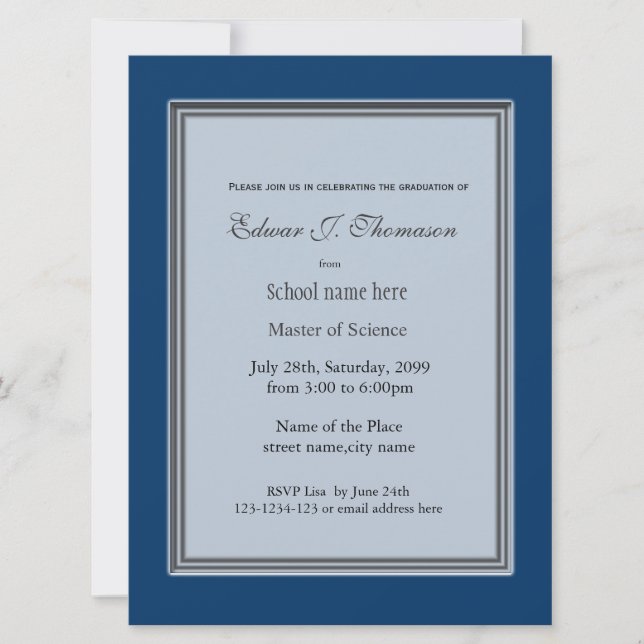 High achievement blue graduation announcement (Front)