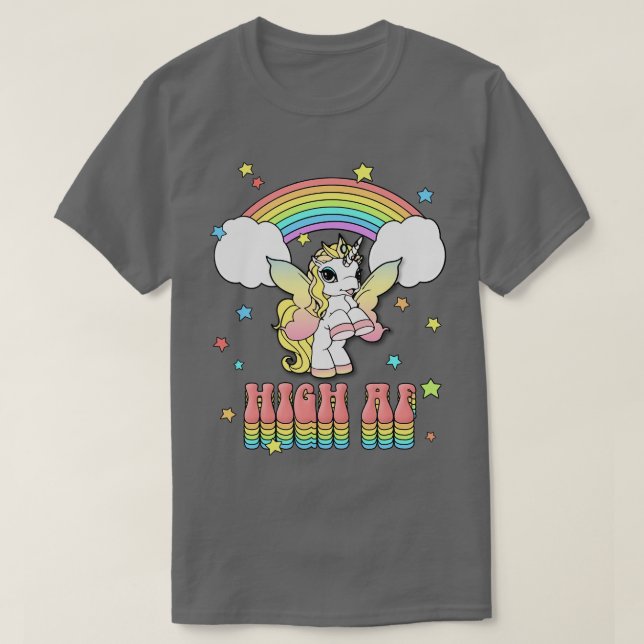 High AF Rainbow Unicorn Stoner Design T-Shirt (Design Front)